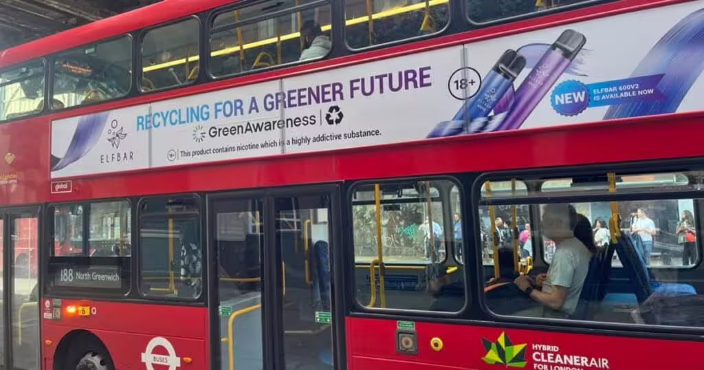 Vape Advertising on London Bus