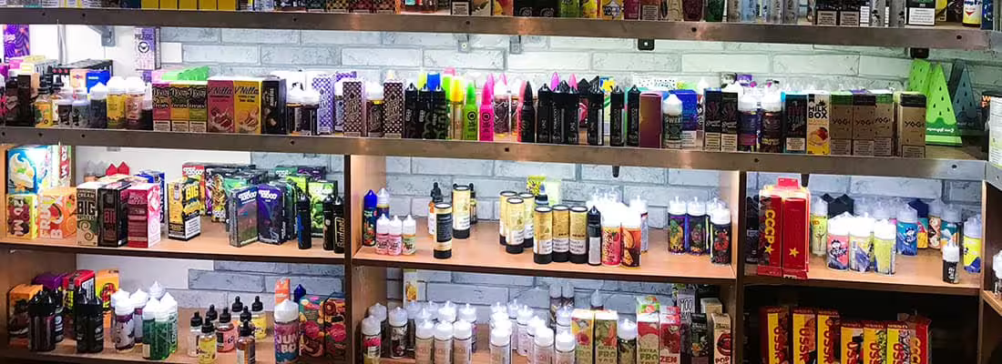 E-Liquid Bottles In Vape Shop