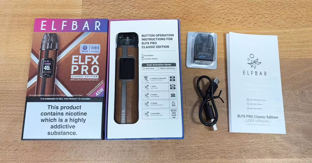 Elf Bar ELFX Pro Classic Edition Box Contents