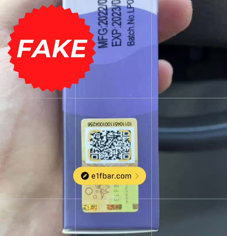 Fake Elf Bar QR code & URL