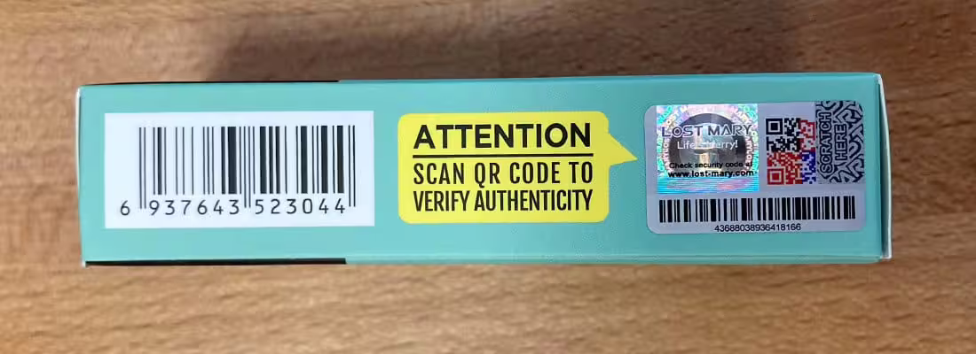 Genuine Lost Mary BM600 Packaging - Right