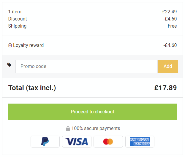 Voucher discount applied in shopping cart subtotal