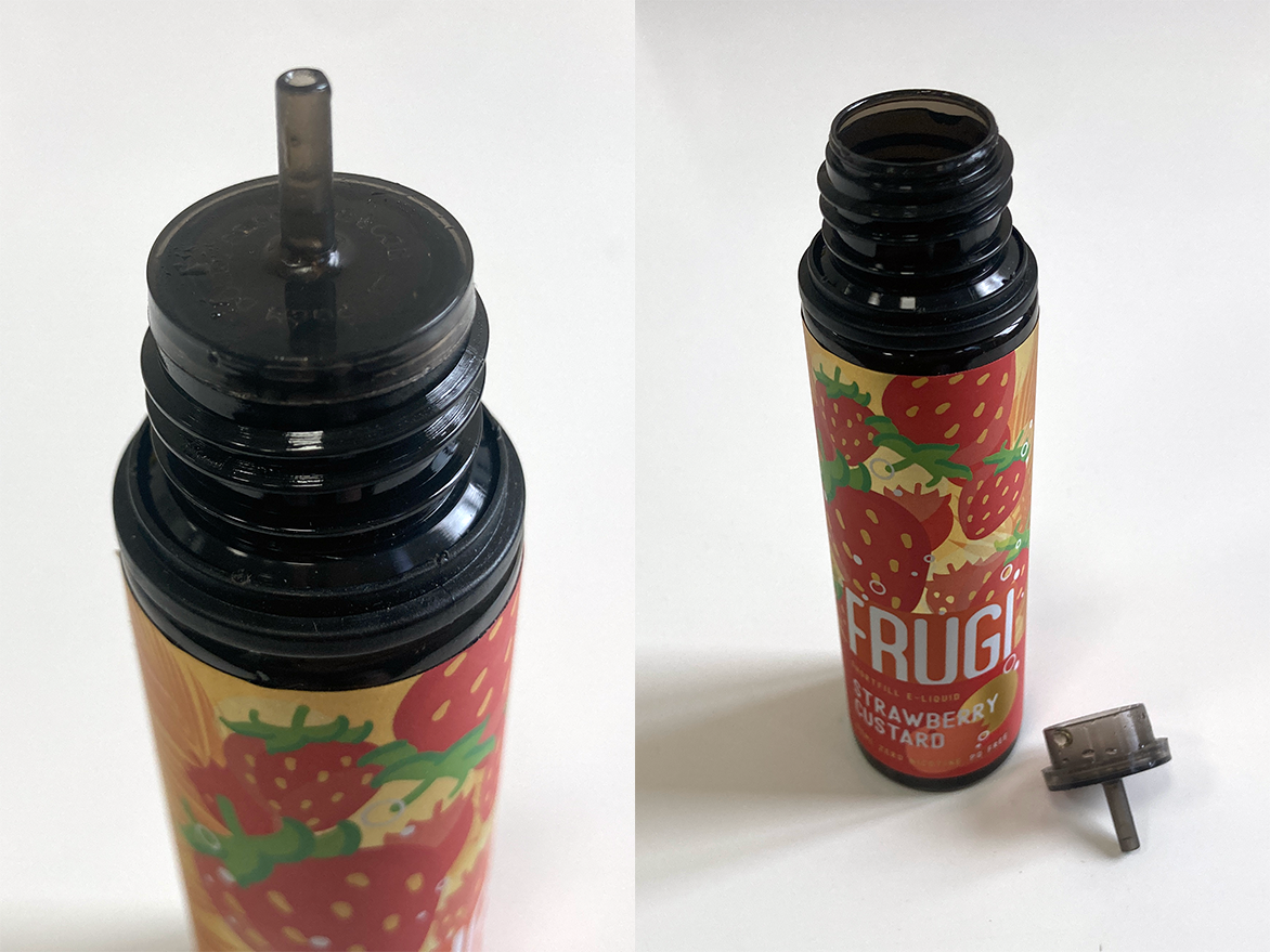 Shortfill e-liquid bottle with space for nicotine shots
