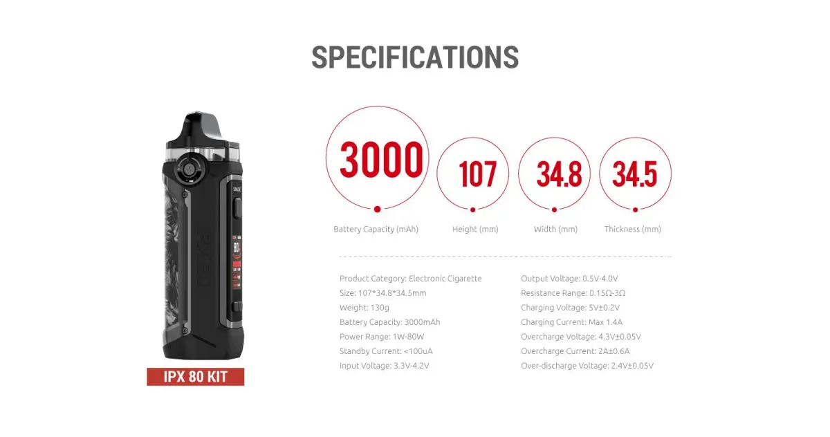 Smok IPX80 specs