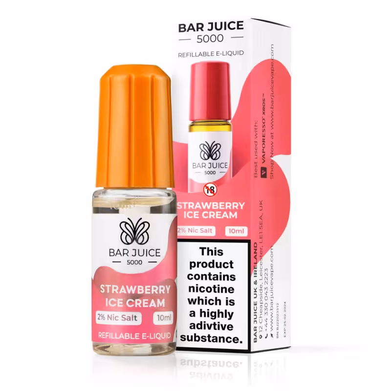 Strawberry Ice Cream Nic Salt E-Liquid by Bar Juice 5000 - Image 1