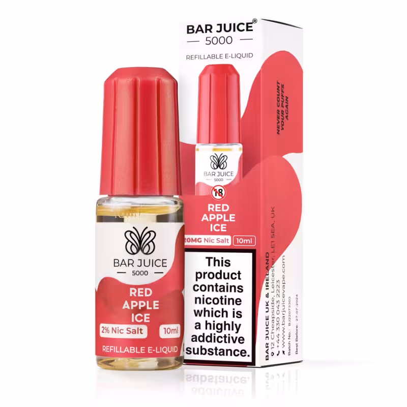 Red Apple Ice Nic Salt E-Liquid by Bar Juice 5000 - Image 1