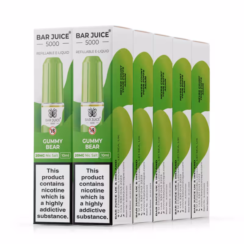 Gummy Bear Nic Salt E-Liquid by Bar Juice 5000 - 10 Pack - Image 1
