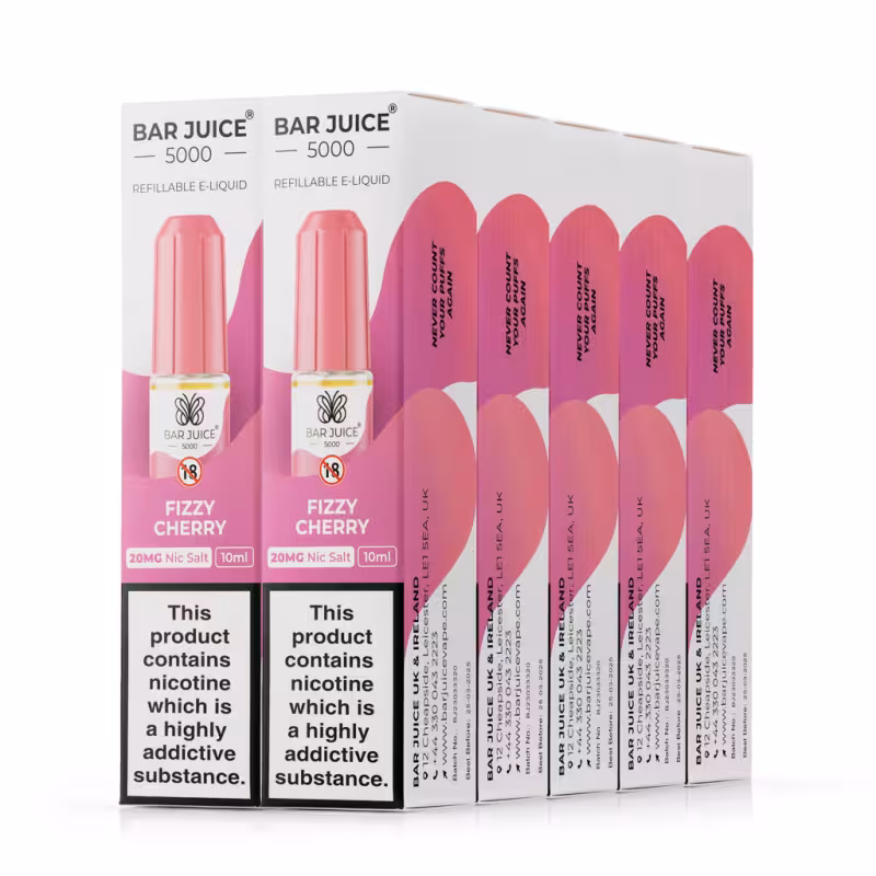 Fizzy Cherry Nic Salt E-Liquid by Bar Juice 5000 - 10 Pack - Image 1