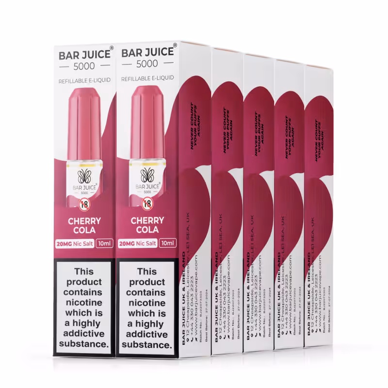 Cherry Cola Nic Salt E-Liquid by Bar Juice 5000 - 10 Pack - Image 1