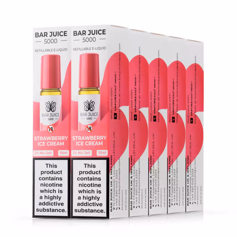 Red Apple Ice Nic Salt E-Liquid by Bar Juice 5000 - 10 Pack - Image 1
