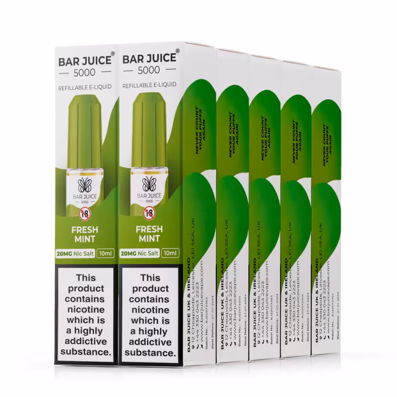 Fresh Mint Nic Salt E-Liquid by Bar Juice 5000 - 10 Pack - Image 1
