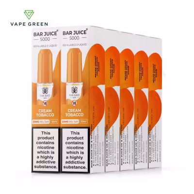 Cream Tobacco Nic Salt E-Liquid by Bar Juice 5000 - 10 Pack