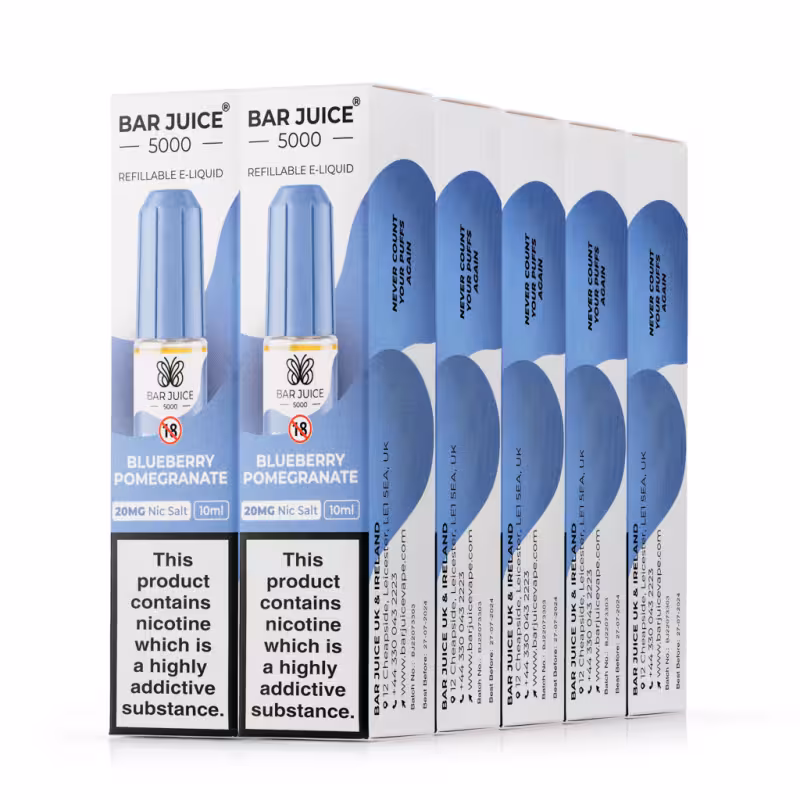 Blueberry Pomegranate Nic Salt E-Liquid by Bar Juice 5000 - 10 Pack - Image 1