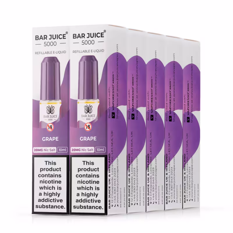 Grape Nic Salt E-Liquid by Bar Juice 5000 - 10 Pack - Image 1