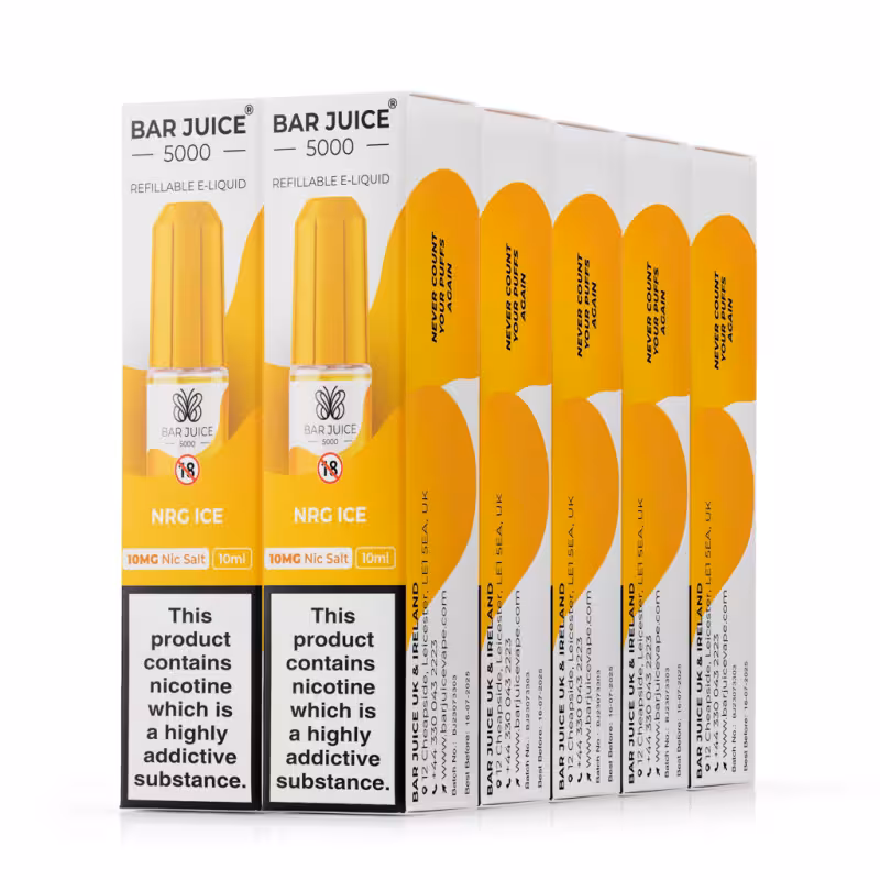 NRG Ice Nic Salt E-Liquid by Bar Juice 5000 - 10 Pack - Image 1