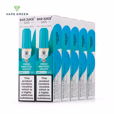 Fresh Menthol Mojito Nic Salt E-Liquid by Bar Juice 5000 - 10 Pack