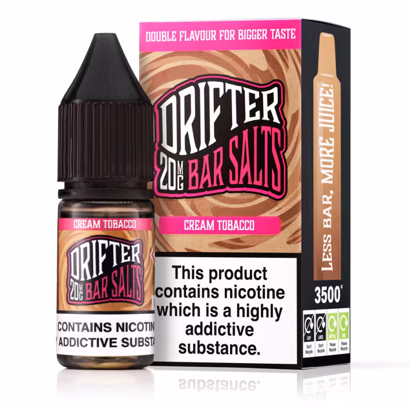 Cream Tobacco Nic Salt E-Liquid by Drifter Bar Salts - Image 1