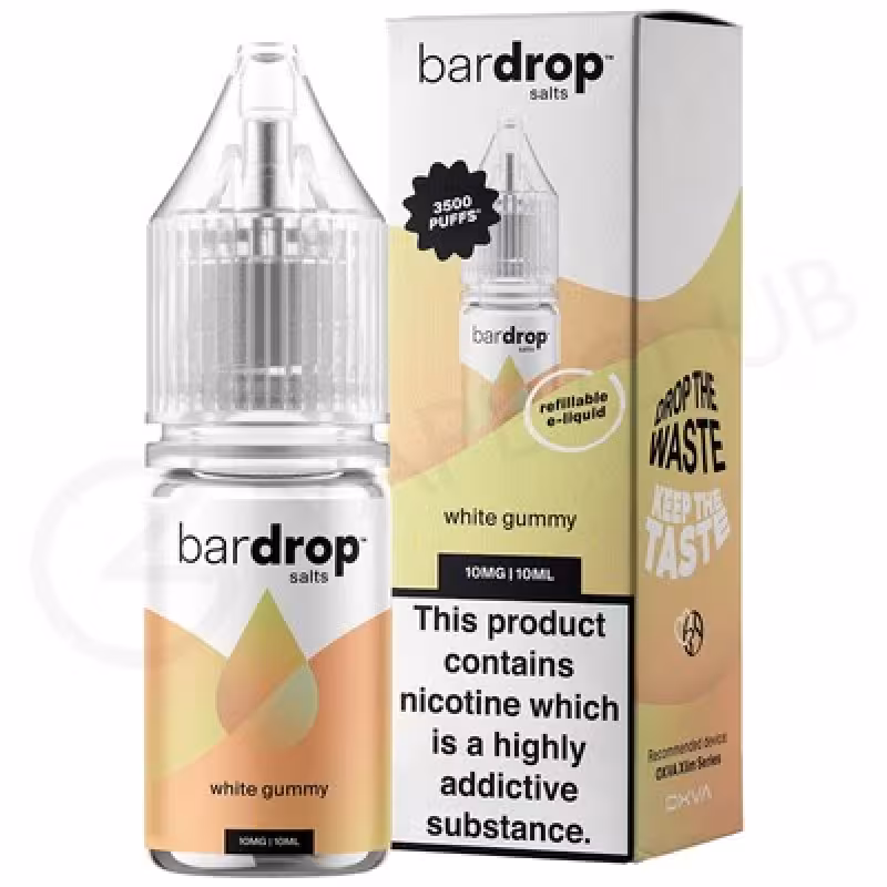 Bar Drop White Gummy Nic Salt E-Liquid bottle