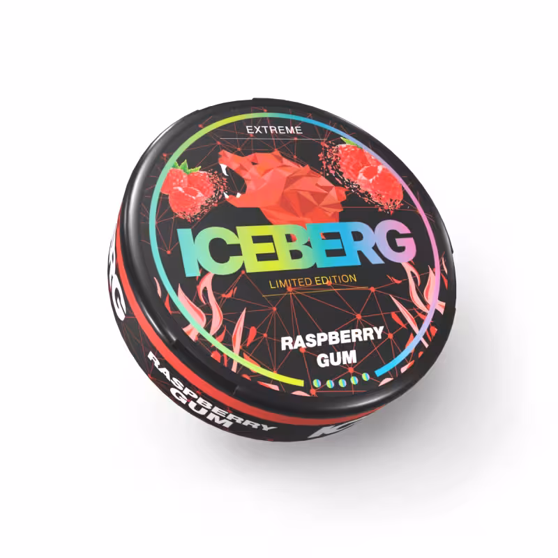 Raspberry Gum Nicotine Pouches by Iceberg - Image 1
