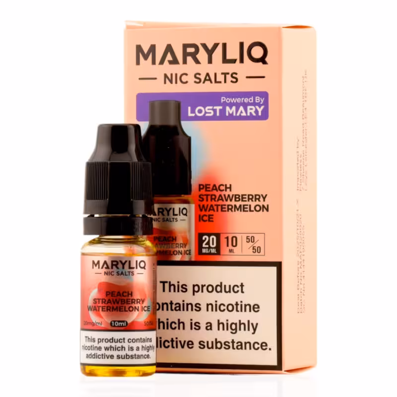 Peach Strawberry Watermelon Ice Nic Salt E-Liquid by Lost Mary Maryliq - Image 1