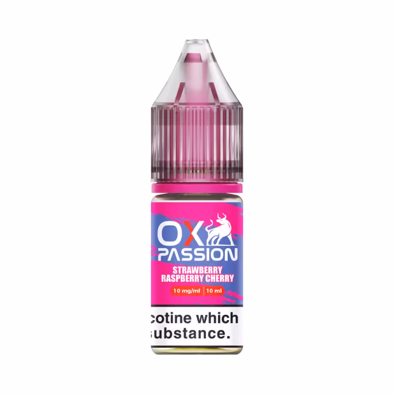 Strawberry Raspberry Cherry Nic Salt E-Liquid by OX Passion - Image 1