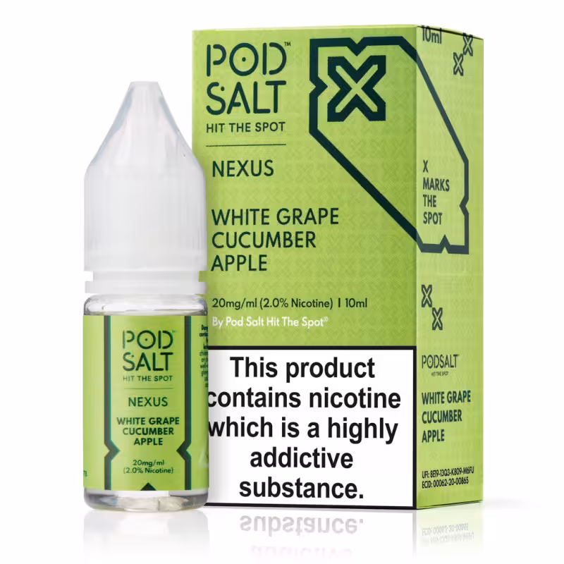 White Grape Cucumber Apple Nic Salt E-Liquid by Nexus Pod Salt - Image 1