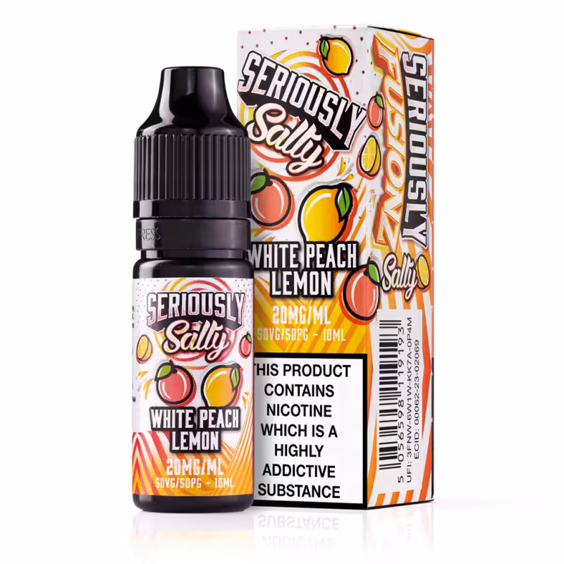 White Peach Lemon Nic Salt E-Liquid by Seriously Salty Fusionz - Image 1