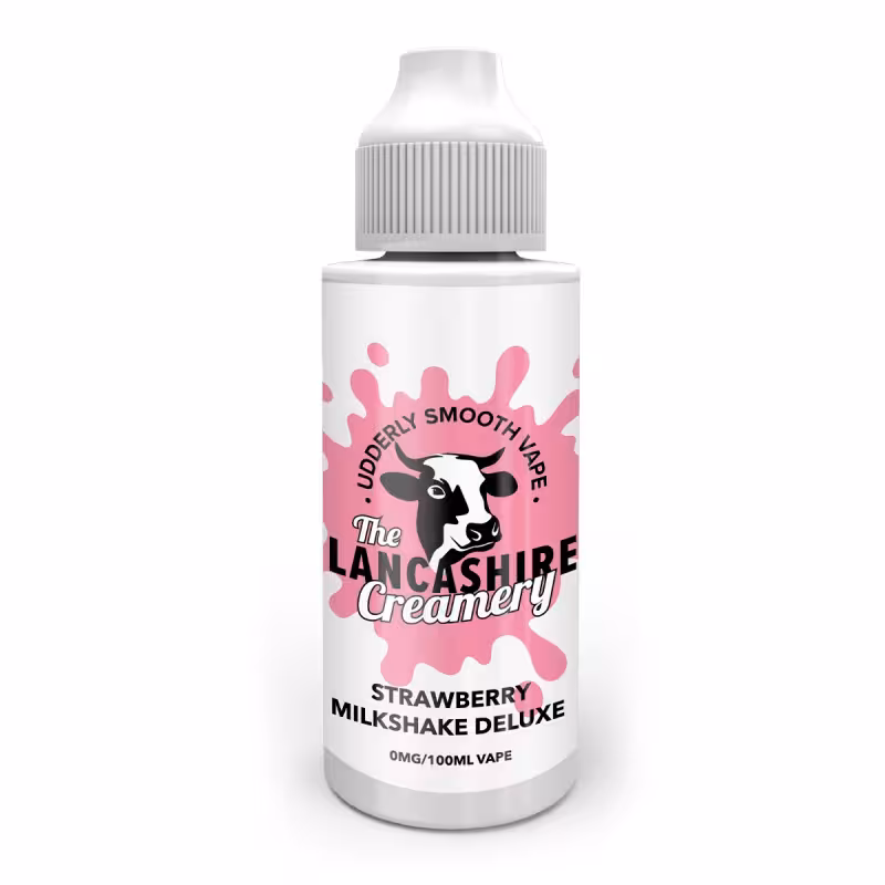 Strawberry Milkshake Deluxe Shortfill E-Liquid by the Lancashire Creamery 100ml - Image 1
