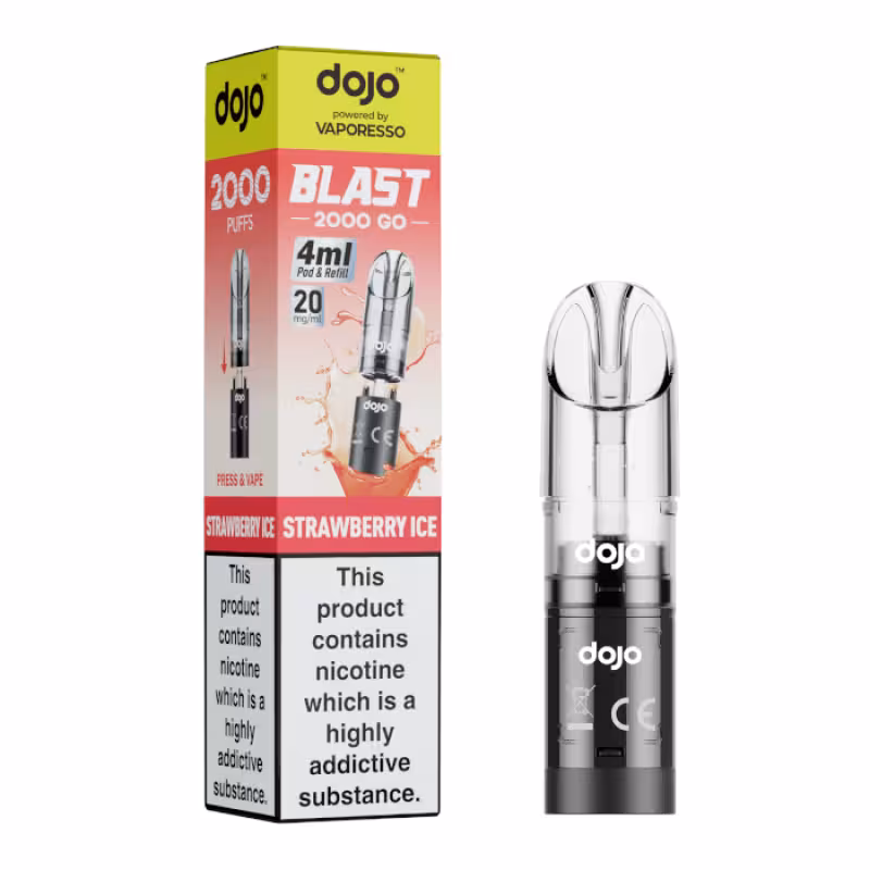 Strawberry Ice Prefilled Pod by Vaporesso Dojo Blast 2000 Go - Image 1