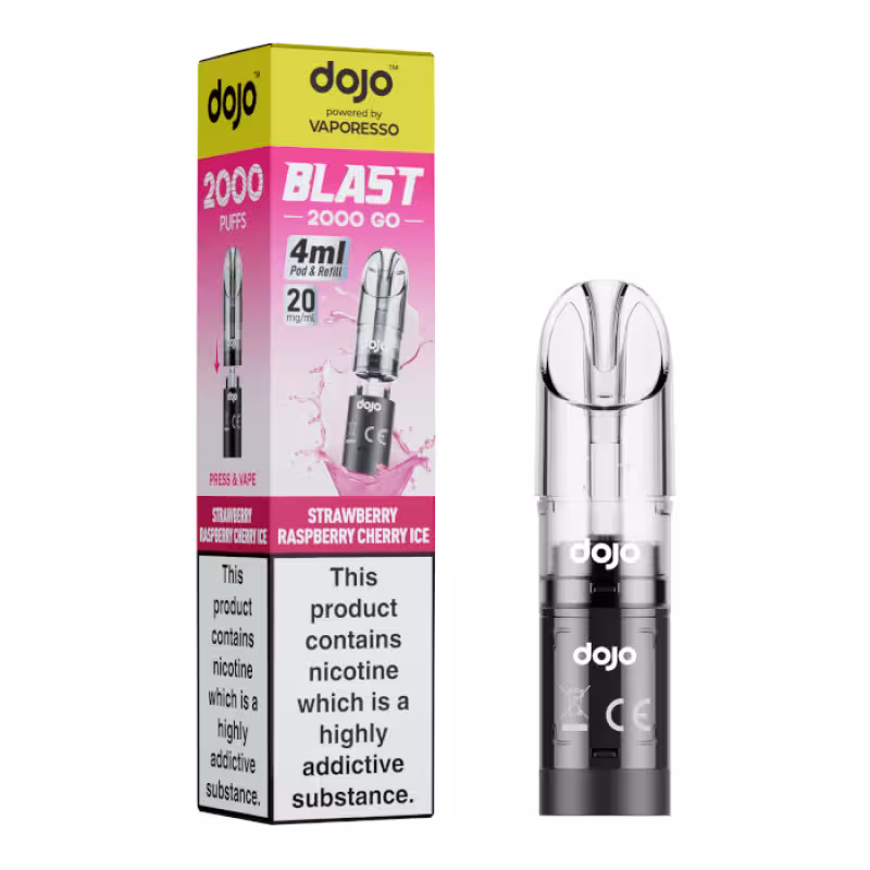 Strawberry Raspberry Cherry Ice Prefilled Pod by Vaporesso Dojo Blast 2000 Go - Image 1